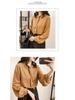 Women's Plus Size Autumn Lantern Sleeve Chiffon Shirt - Solid Color, Loose Fit, Long Sleeve, Korean Style