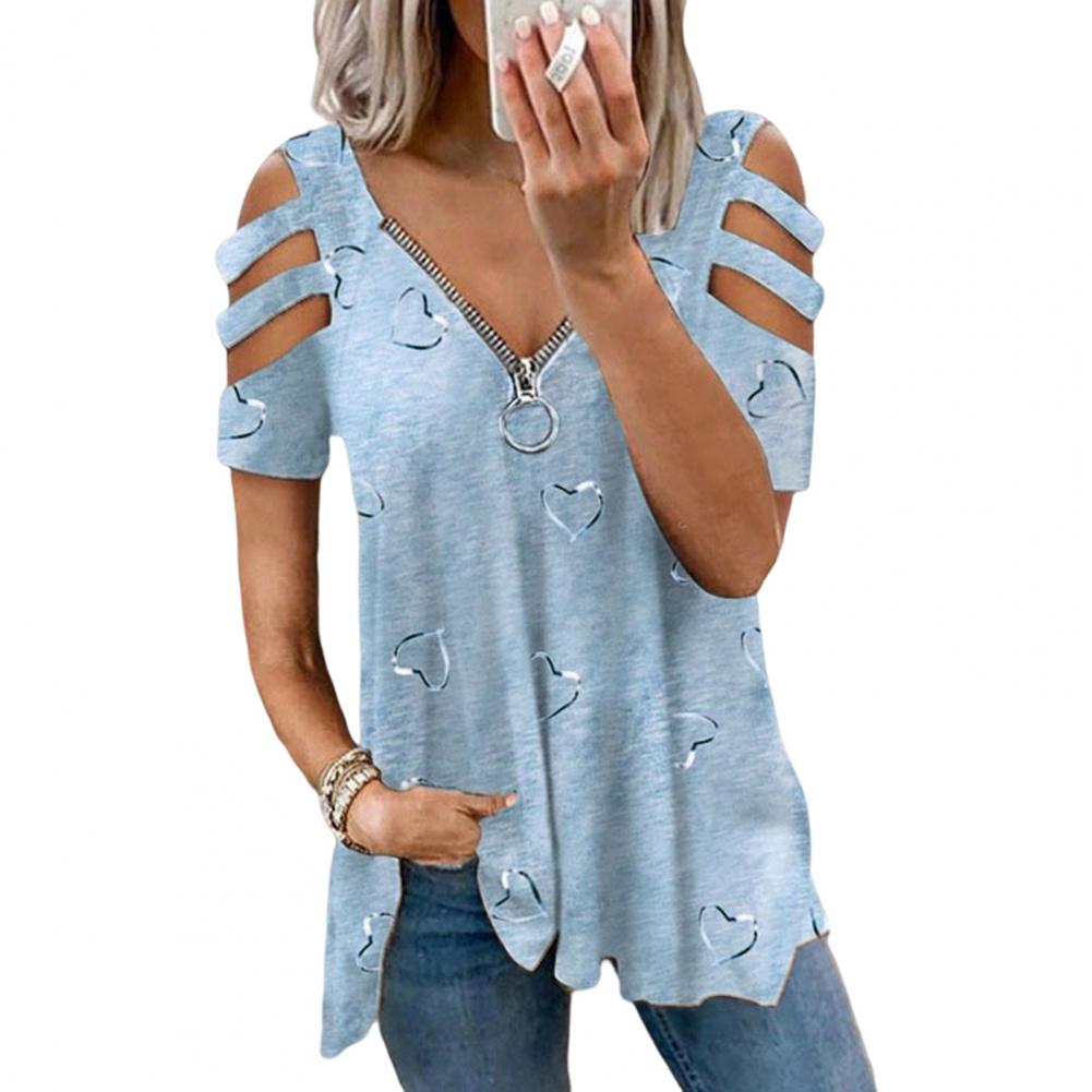 Women Blouse Sexy Breathable Lady Summer T-shirt Soft Summer Blouse Plus Size Lady Summer Top Lady Garment