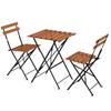 Outdoor Solid Wood Folding Balcony Table and Chair Set - 3-Piece
