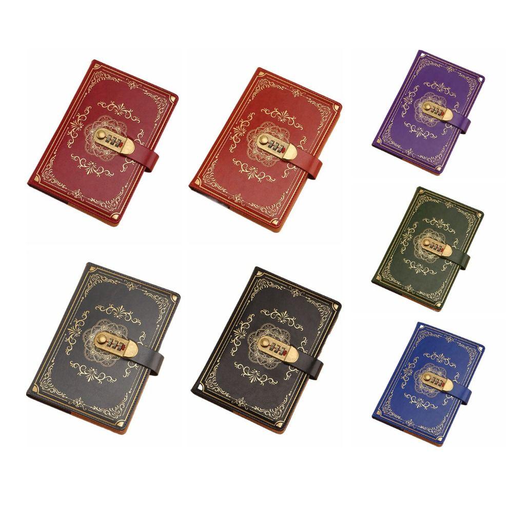 Flower Cover Journal Notebook With Lock PU Leather Personal Notebook Diary Writing Pads  Gift