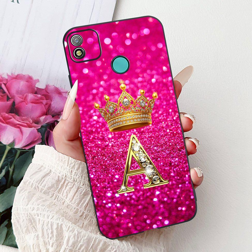 

6.0 For Techno Pop4 BC2c BC1s Back Cover For Tecno Pop 4 Case Black Luxury A-Z Letters Fashion Soft TPU Bumper Funda Coque Tecno Pop 4