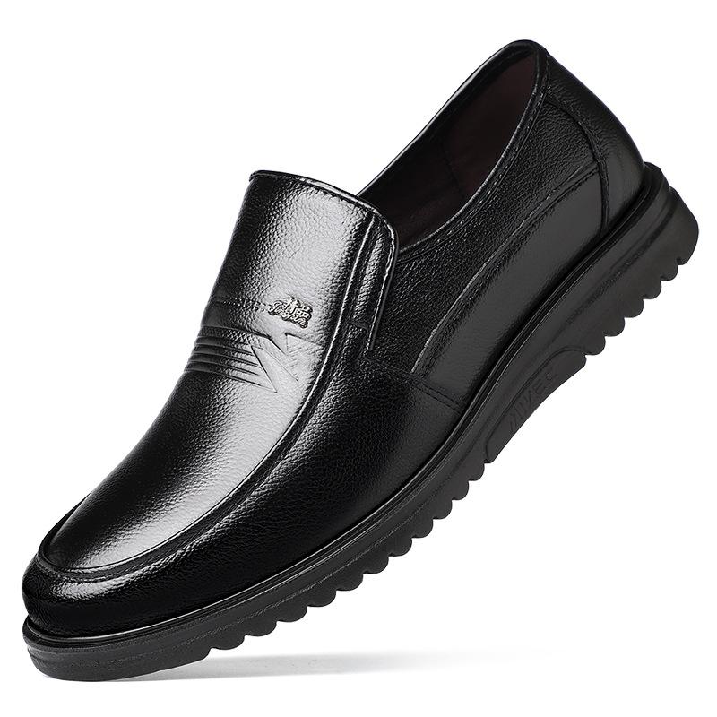 First layer cowhide layer cowhide business men's leather shoes autumn new casual men's shoes soft sole comfortable middle-aged and elderly dad