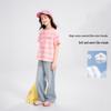 Princess Yuanyuan Girls' Pink Striped Heart Print Short Sleeve T-Shirt