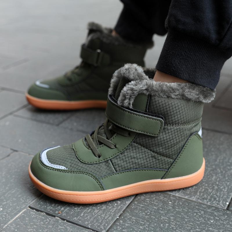 New 2024 Winter Children's High-top Velvet Thickened Wide-headed Cotton Shoes Outdoor Warm Snow Boots