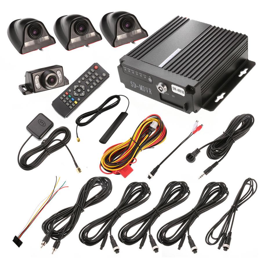 4CH 4G Car DVR AHD GPS Remote 4-Cam Real-Time Video Recorder