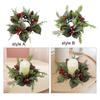 Candle Ring Artificial Wreath Pillar Candle Holder Flower Arrangement Greenery Wreath for Halloween Room Christmas