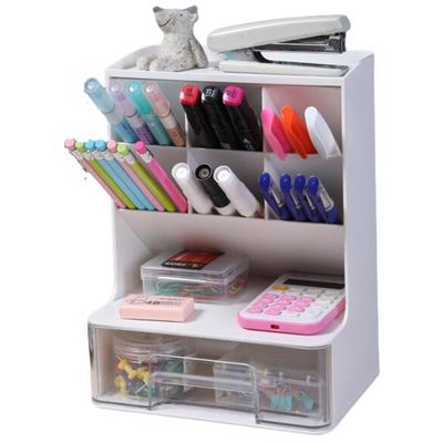 EINEY Desk Organizer, Pen Storage, Pen Holder, Desktop Storage Box, Large Capacity with Drawers, Classified Storage, Small Item Storage, Office Desk