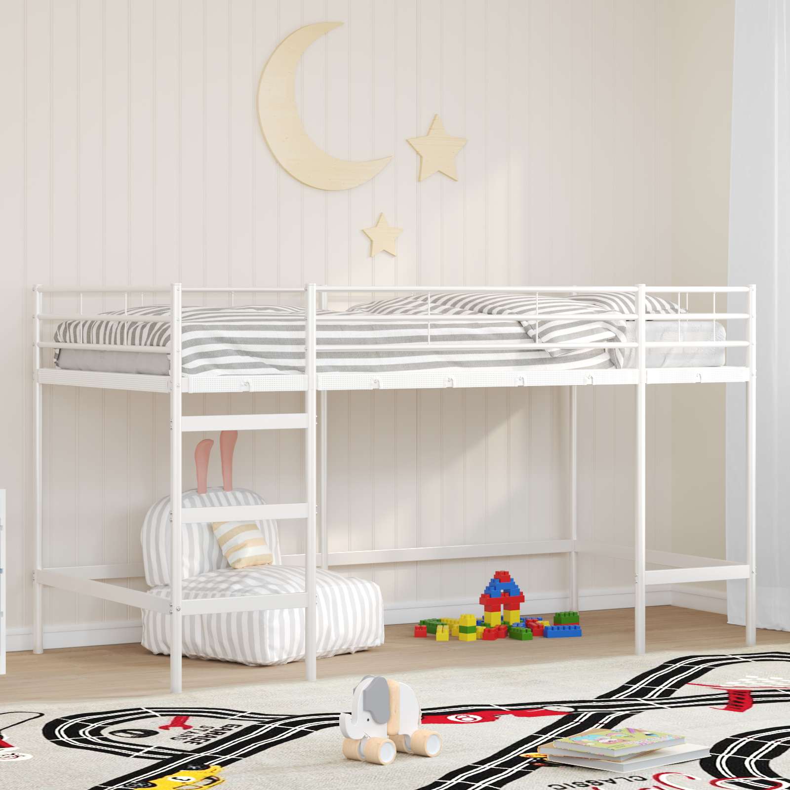 Kinder Hochbett Weiß 100 x 200 cm Stahl