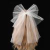 White Tulle Bow Veil Hairpin Pearls Wedding Bachelorette Hen Party Elegant Bridal Veil Hair Clip Gifts Women Hair Accessories