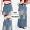 Baleno S&K Vintage Faded Ripped Denim Midi Skirt