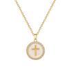 Round Cross Luxury Temperament Gorgeous Full Diamond Necklace Women'S Versatile Clavicle Chain Titanium Steel Chain