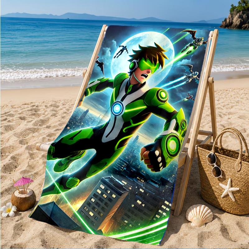Superhero Cityscape Adventure Beach Towel, Super Soft Microfiber, Perfect Gift for Her/Him, Birthday, for Pool, Beach, Travel, Decor Beach Party