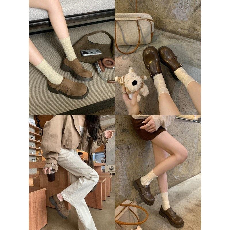 St. Martin Academy~ Stylish double buckle with round head and one pedal British style leather shoes