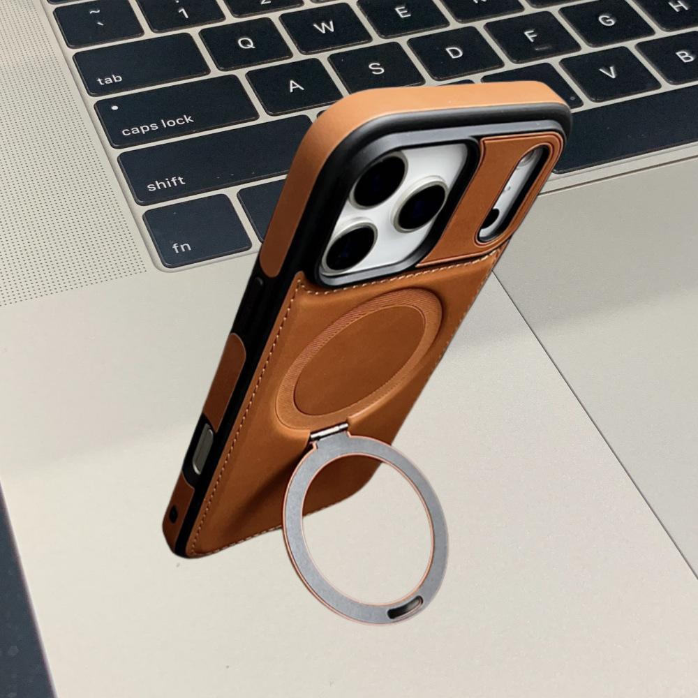 Suitable for iPhone 17 Phone Case Air Apple 17 Pro Max Magnetic Charging Leather Case Anti-drop Stand Business
