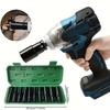 10Pcs 1/2" Drive Metric Deep Impact Socket Set Hexagonal Auto Repair Tool For Automotive Maintenance Garage Mechanic Workshop