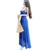 Travel and Vacation Wear Retro Blue Plaid Suspender Dress Design Sense Niche Waist Temperament Long Dress Summer