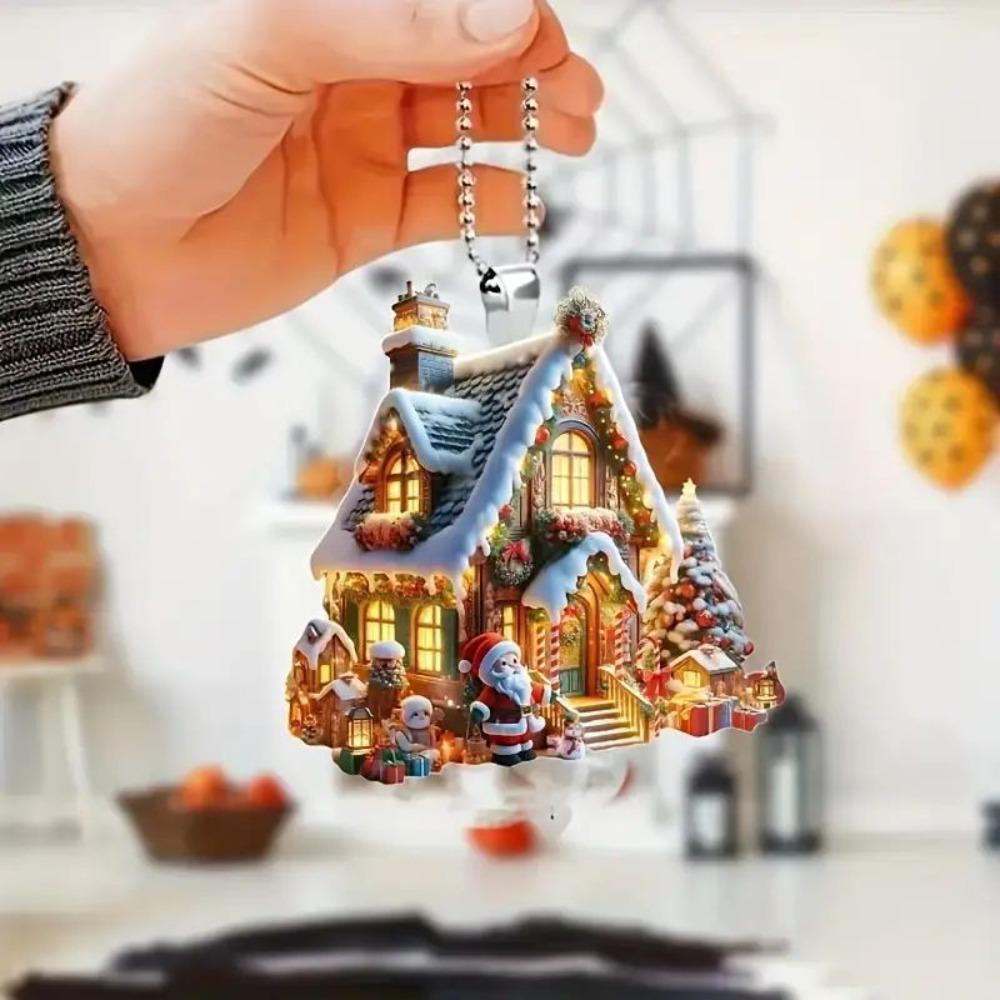 Christmas House Pendant 2D Acrylic Flat Hanging Ornament for Xmas Tree Christmas Decorations 2025 New Year Gift Home Decor