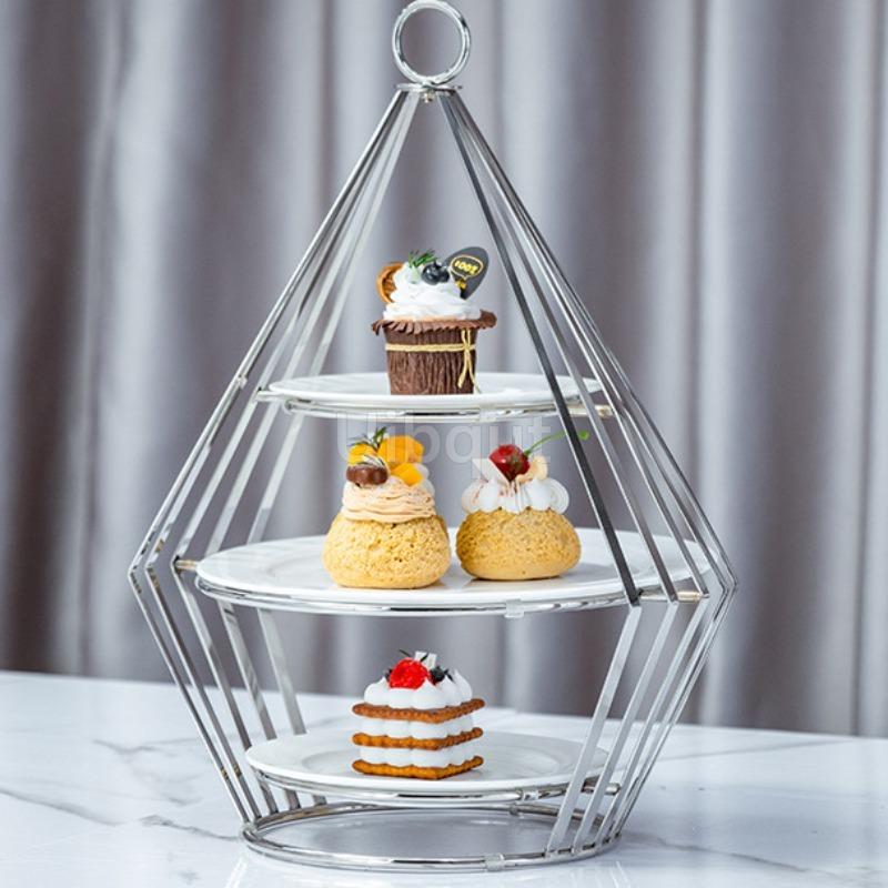 Stainless Steel Creative 3 Layer Afternoon Tea Snack Tea Desserts Break Display Show Stand Pastry Cake Rack Dessert Tableware