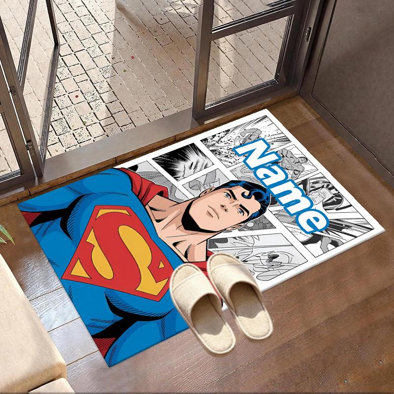 Custom Name Personalized Superman Print Carpet, Versatile Home Decor Rug, for Playroom, Apartment, Balcony, Entryway, Hallway Gift