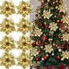 Flori Artificiale de Crăciun Aurii Roșii cu Sclipici Poinsettia cu Clipsuri Ornamente Pom de Crăciun DIY Coroană Nuntă Decorațiuni Anul Nou