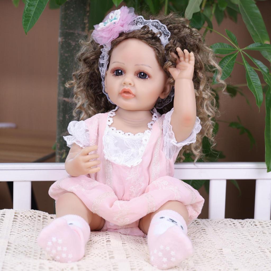 55cm Realistic Reborn Girl Doll Full Silicone Vinyl Realistic Princess Babies Dolls Kids Christmas Halloween Decoration Gifts