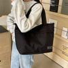 Stylish Unisex Large Capacity Canvas Tote Bag Soft Polyester Zipper Closure