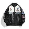 Autumn and winter new motorcycle jacket retro jacket embroidered racing suit thin trend men couple