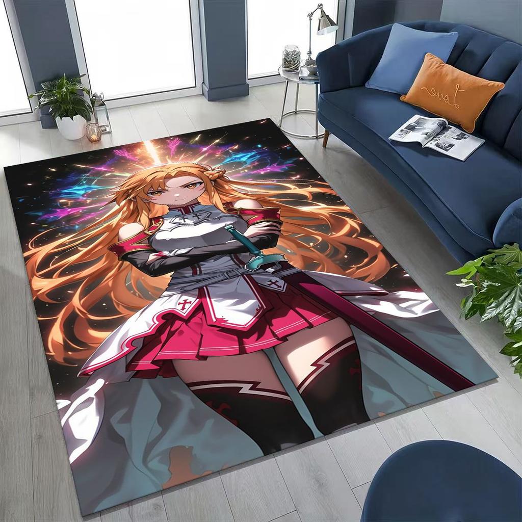 Anime SAO Sword Art Online Cartoon 3D Rug for Bedroom Living Room Sofa Home Doormat Decor, Large Kids Play Non-slip Floor Mat