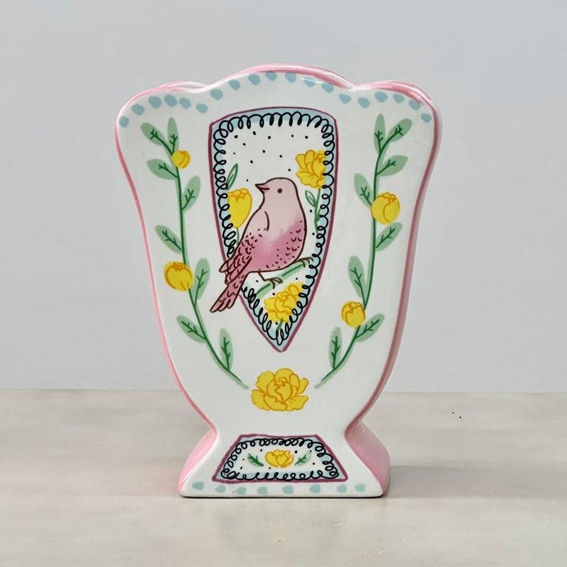 The Nightingale And The Rose Hand-painted Garden Flowers And Birds European Classical Ceramic Peach Blossom Vase Home Decoration
