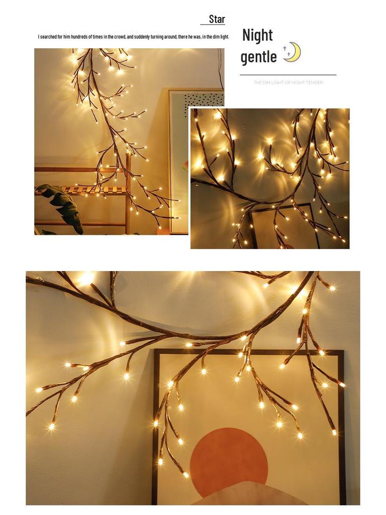 Cross-Border Wedding Festival LED Rattan Branch Fairy String Lights for Indoor Wall Decoration