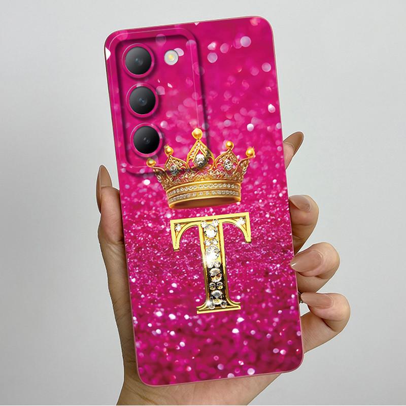 For Vivo V30 Lite 4G Case Crown Letter Soft Silicone Phone Case For Vivo V30 SE V40 SE Cover On Vivo Y100 T3 5G Shockproof Funda