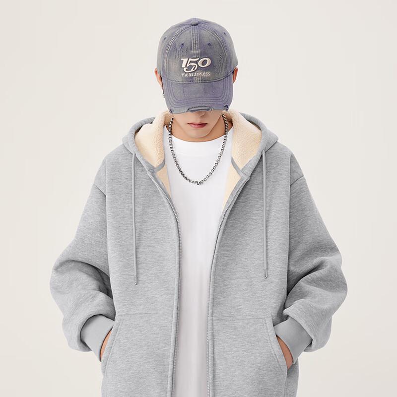 MINISO Men's Fleece-Lined Hooded Cardigan Jacket