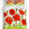 Juego de Cama Floral Edredón Funda Nórdica Fundas de Almohada Amapolas de la Temporada de Primavera Flores Pastorales Cubierta de Cama Bot Juego de Cama Doble