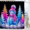 Christmas Snowman Shower Curtain, Bathroom Shower Waterproof Curtain with 12 Hooks, Fish Shaped Home Decoration, Free Delivery