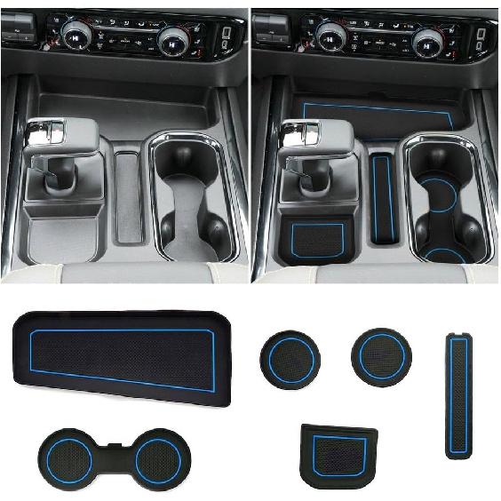 

for 6PCS Refreshed Models 2022-2026 Silverado/Sierra 1500 & 2024-2026 Sierra 2500 3500 Console Liners - [3D High-Edge Liquid Silicone] 6PCS Cup Silverado 1 & Sierra Cons