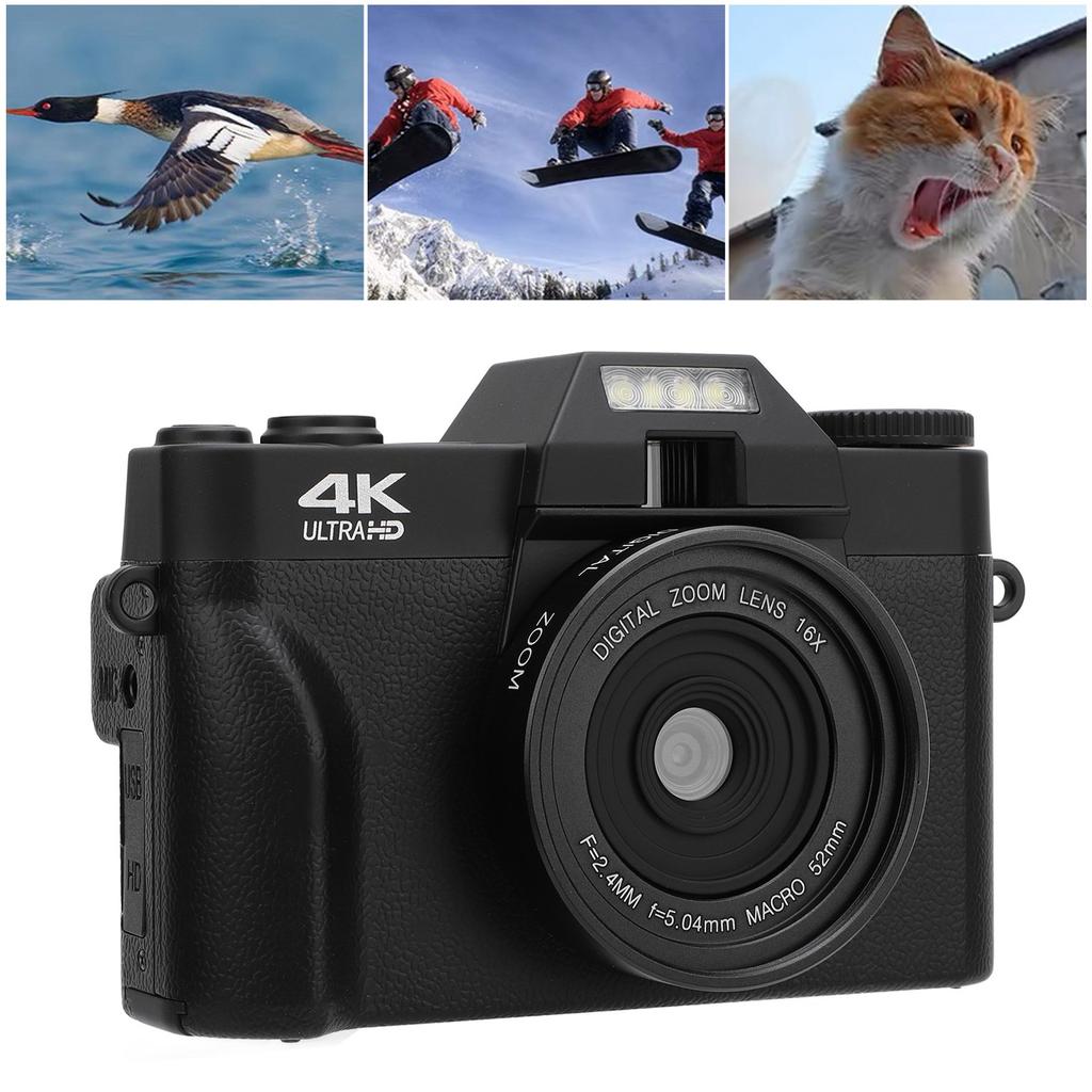 Digital Camera 4K 60FPS 56MP 6X Zoom 3 Inch IPS HD Screen 1700mAh Mirrorless Camera for Travel Webca