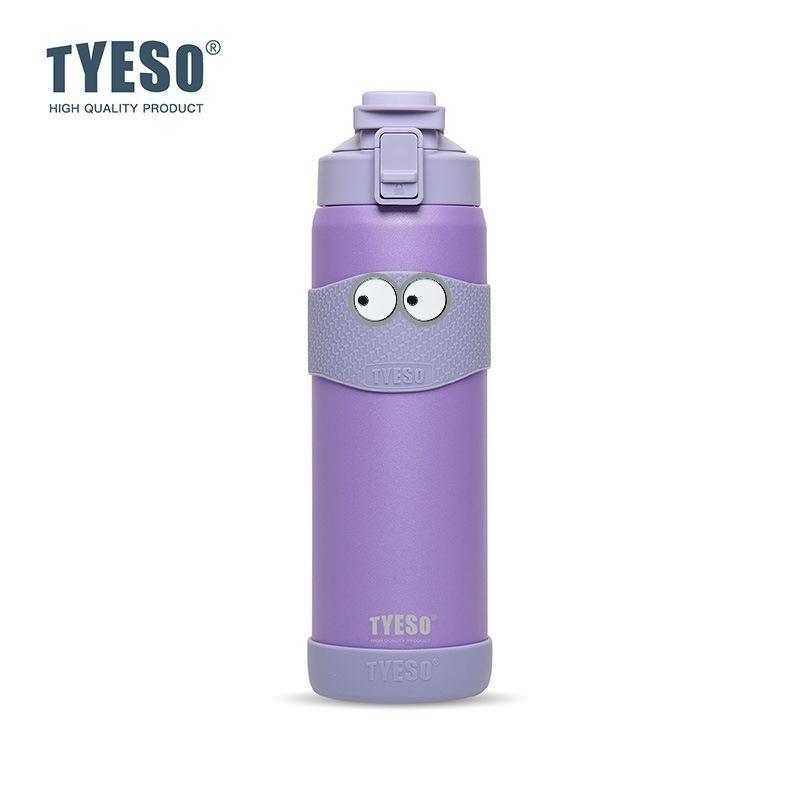 TYESO 900ML Double Wall Insulated Water Bottle Hot 304 Stainless Steel Flask for Fitness Outdoor Daily Use Drink with non-slip pad and Eye Sticker
