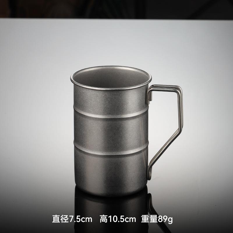304 nerezová ocel kreativní modelování ústní hrnek ve tvaru olejového sudu venkovní kempingový pohár na vodu skládací rukojeť retro imitace titanu jídlo