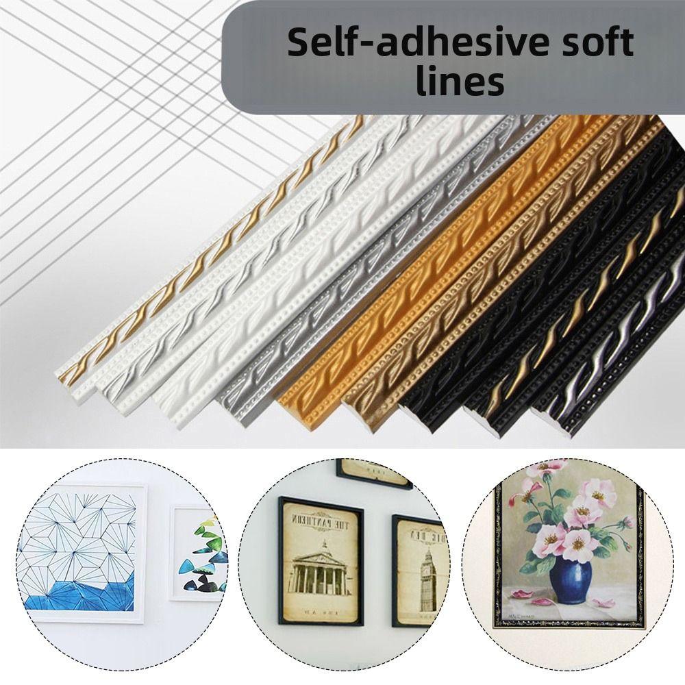 12mm*6mm PVC Self-adhesive Line Trim 1M Length Soft Line Photo Frame Border Imitation Gypsum Faux Embossed Decorative Edge Strip