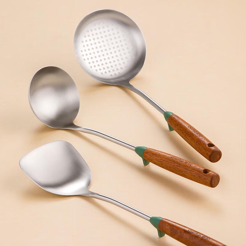 Camellia 304 Stainless Steel Wooden Handle Kitchen Utensil Set