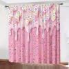 2pcs - Pink dessert - Printed curtains   suitable for home decoration in bedrooms and living rooms