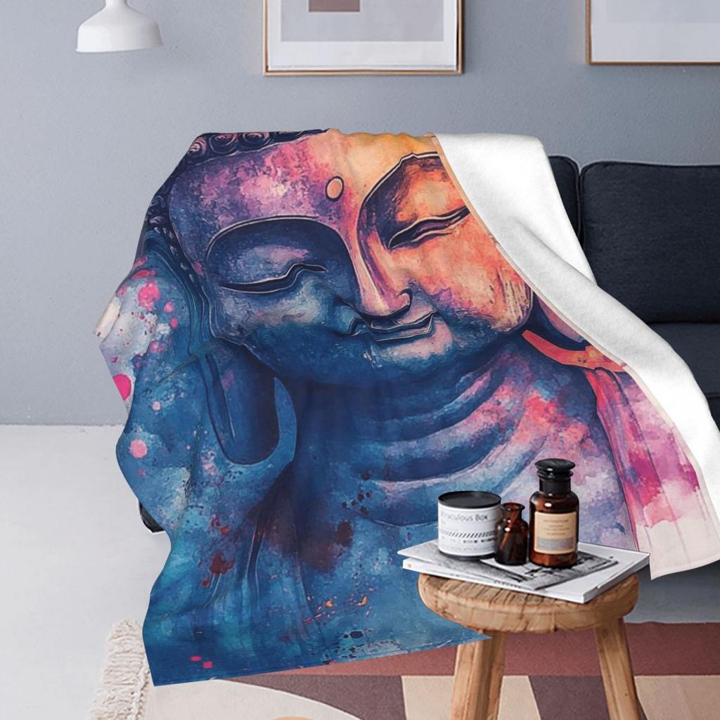 Buddha Yoga Blanket Flannel Sofa Throw Blanket Breathable Throw Blankets for Home Bedroom Travel Throws Bedspread Quilt
