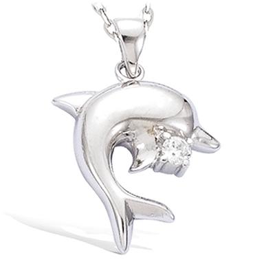 [G5635] - Silver Pendant 'Dolphin' Silver White (rhodium-plated) - 18x19 Mm