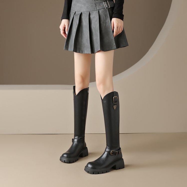 Boots Women Spring and Autumn Thick Bottom Knight Boots Thigh High Chunky Heel Long Boots Early Autumn Boots Tall Boots