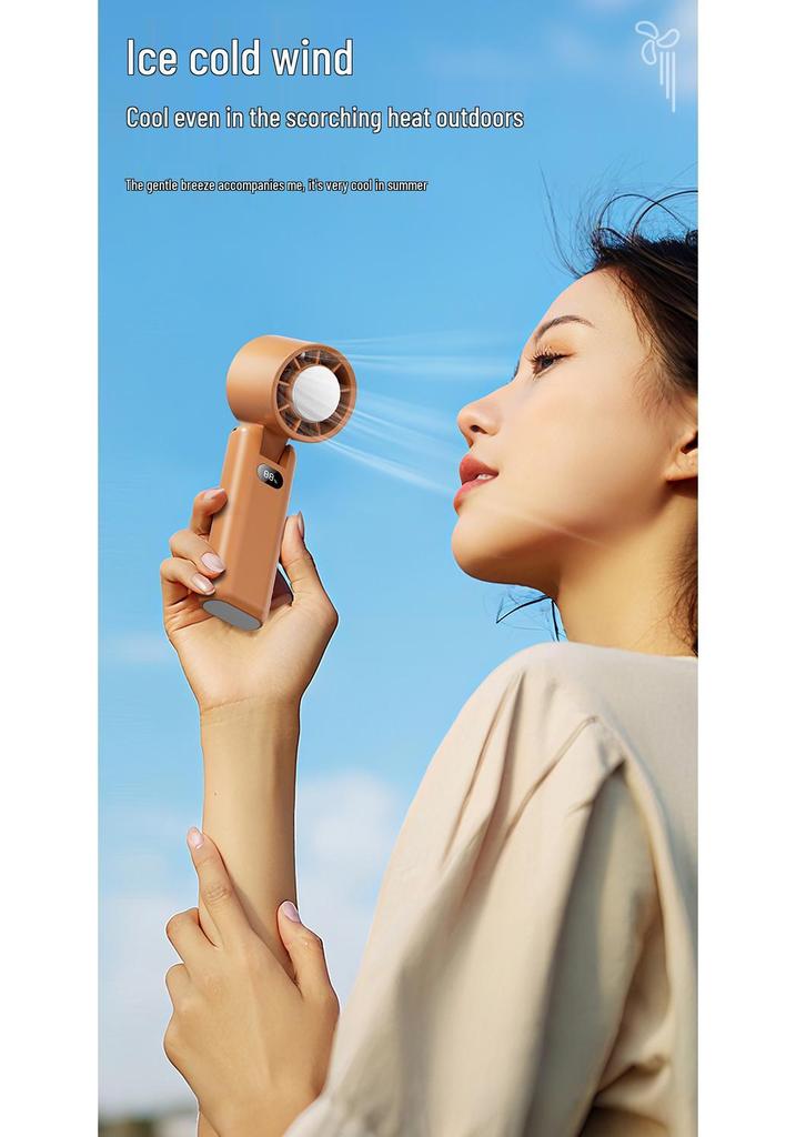 Portable USB Rechargeable Clip-On Fan with Digital Display and High Wind Power, Includes Handheld Cooling Ice Pack