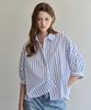 MAXZA Wide Stripe Side Slit Loose Fit Shirt