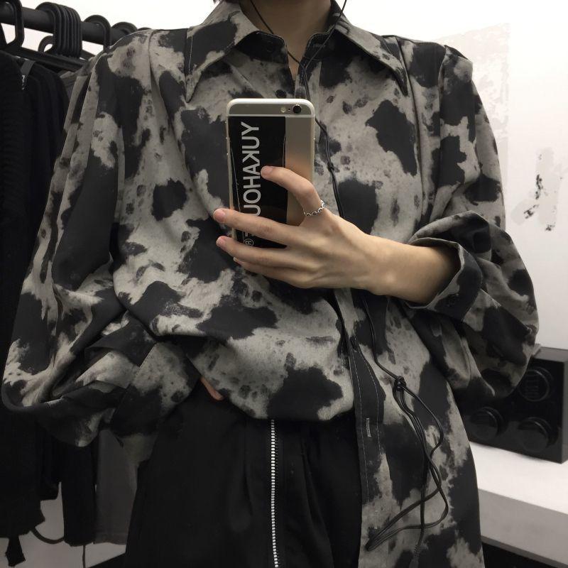 Korean-style Retro Versatile Leopard Print Shirt Top Loose Long-sleeved Shirt Coat for Women