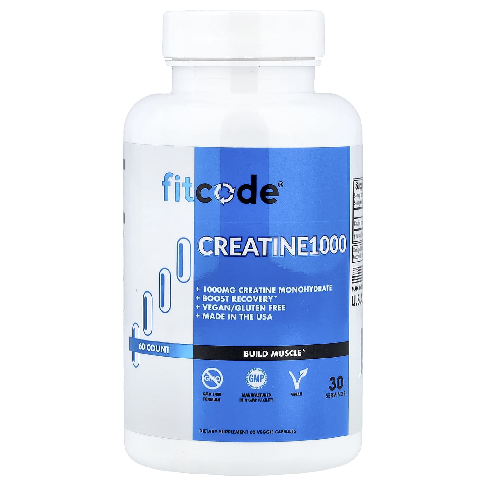 

fitcode, Creatine1000, 60 Veggie Capsules (500mg per capsule)