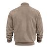 Men's Spring/Autumn Suede Zipper Cardigan Jacket with Stand Collar and Patchwork Design