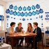 Hanukkah Decorations Banner Happy Hanukkah Banner Party DIY Decor Garland for Home Indoor Blue Glitter Supplies